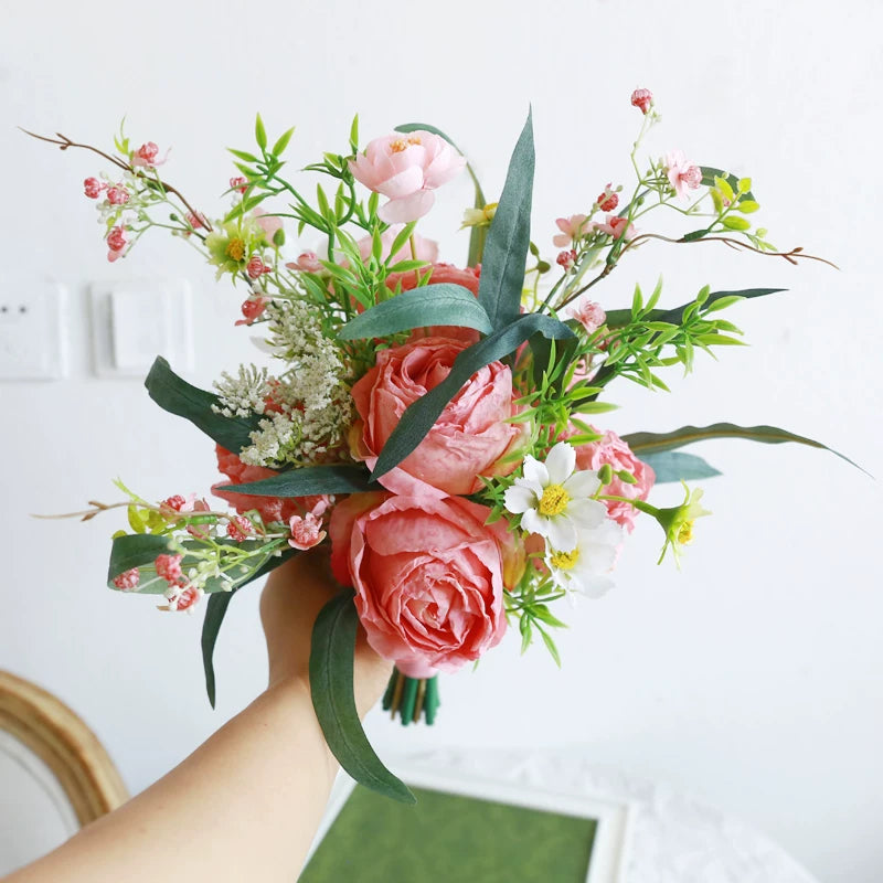 Artificial Wedding Bouquet Forest Style Transparent White Rose