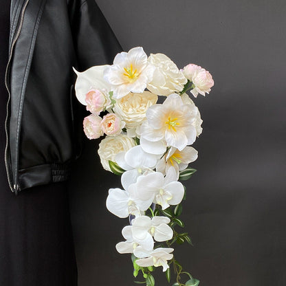 Pink-Purple Phalaenopsis Handheld Orchid Bouquet for Wedding Décor