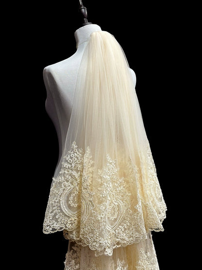 Wedding Veil Double Layer Champagne