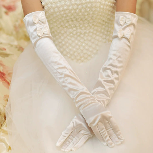 Wedding Gloves Long Winter White Satin
