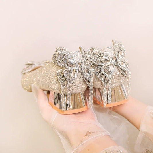 Wedding High Heel Shoes Light Champagne Pregnant Friendly