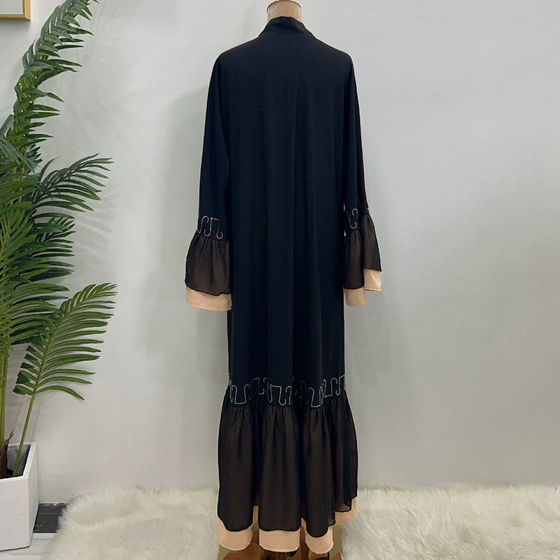 Elegant Black Malaysian Egyptian Long Beaded Skirt with Dubai Style Jacket