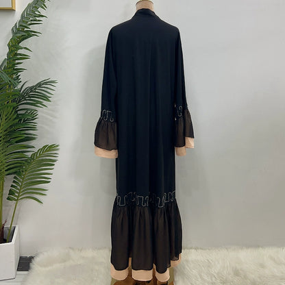 Elegant Black Malaysian Egyptian Long Beaded Skirt with Dubai Style Jacket