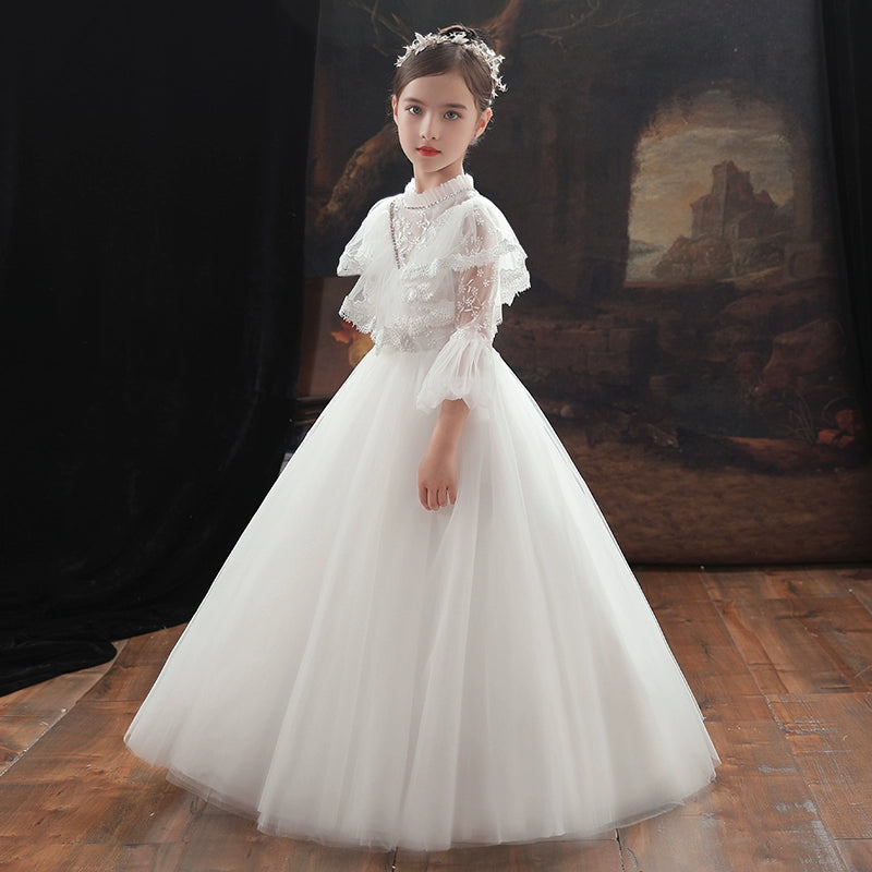 Elegant Girls' Princess Formal Gown: Exquisite Wedding Party Dress for Kids