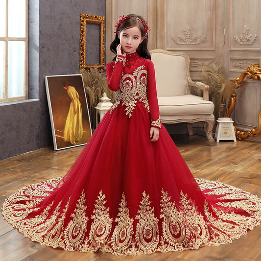 Elegant Long Sleeve Princess Dress for Girls Wedding Party