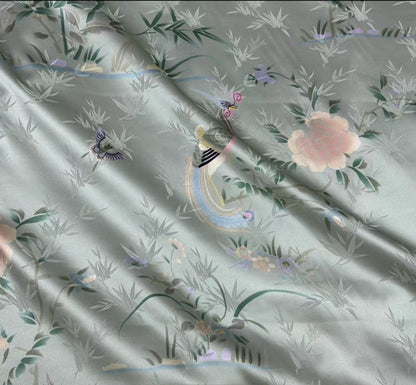 Chinese style jacquard silk fabric elastic satin printing skin-friendly heavy mulberry silk cheongsam dress fabric 3003-001
