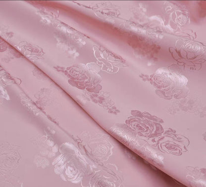 High-end elastic jacquard silk cheongsam fabric Chinese style rose flower mulberry silk fabric 120cm wide 3003-002