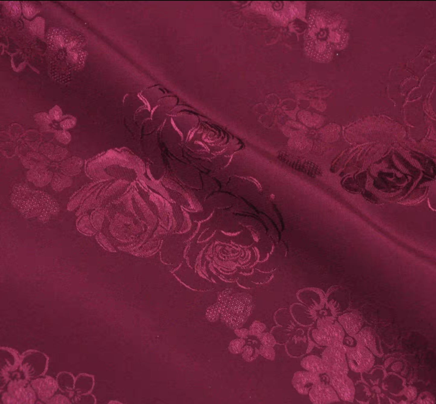 High-end elastic jacquard silk cheongsam fabric Chinese style rose flower mulberry silk fabric 120cm wide 3003-002