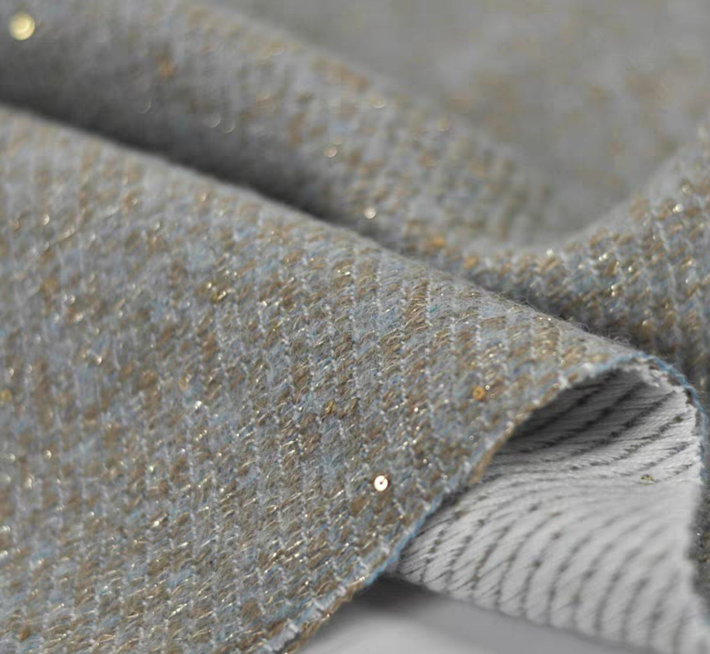 High-end woolen small fragrant woven wool coat fabric Gold silk Icelandic tweed suit clothing fabric