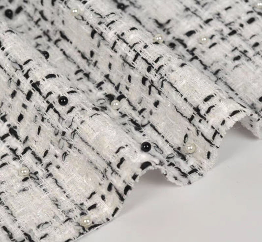 High-end woolen small fragrant woven wool coat fabric Gold silk Icelandic tweed suit clothing fabric