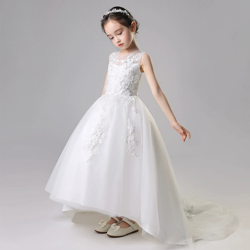 Elegant Princess Style Girls' Evening Dress for Wedding & Performance