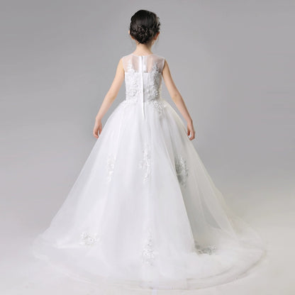 Elegant Princess Style Girls' Evening Dress for Wedding & Performance