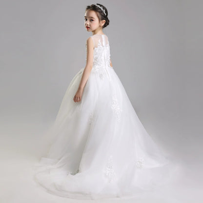 Elegant Princess Style Girls' Evening Dress for Wedding & Performance