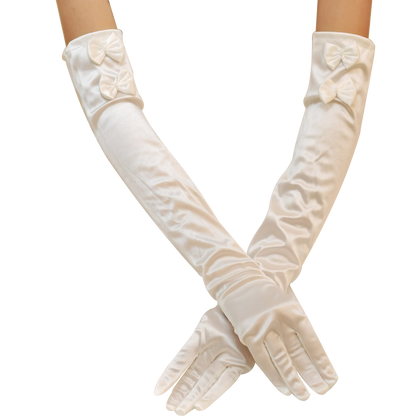 Wedding Gloves Long Winter White Satin