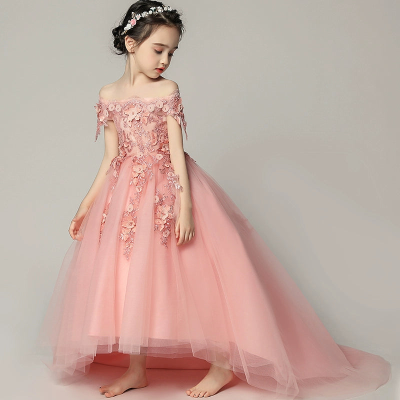 Elegant Little Princess Wedding Flower Girl Piano Performance Dress