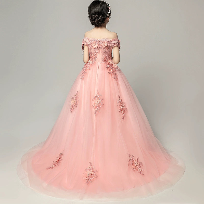 Elegant Little Princess Wedding Flower Girl Piano Performance Dress