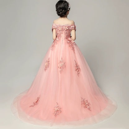 Elegant Little Princess Wedding Flower Girl Piano Performance Dress