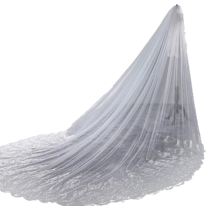 Korean Extra Long Stone Inlay Veil