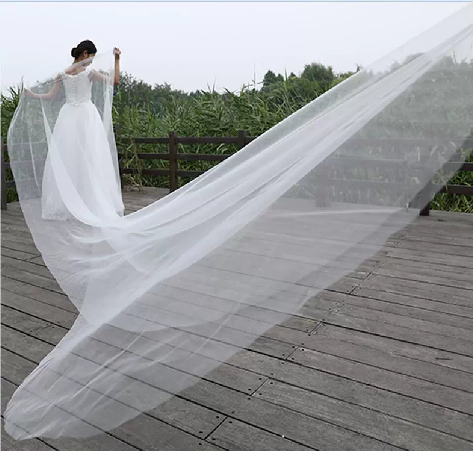 New Korean Solid Color Face Covering Bride Wedding Dress Soft Veil