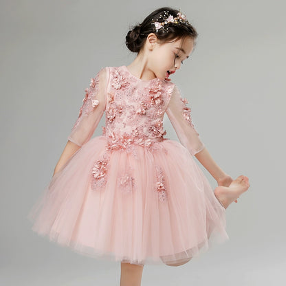 Elegant Girl's Evening Dress Princess Skirt Catwalk Piano Costume