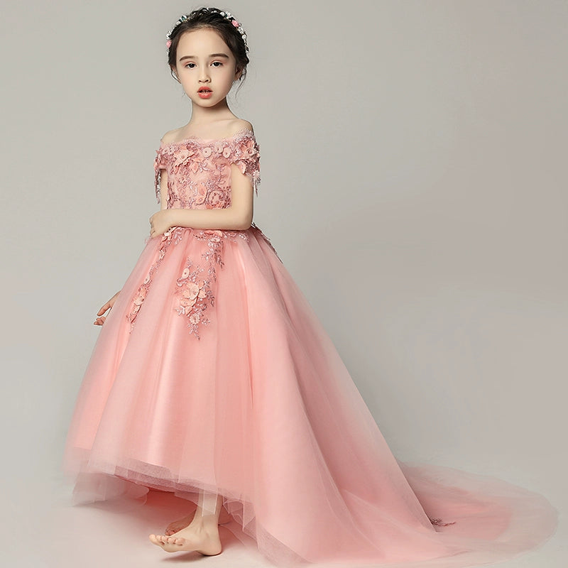 Elegant Little Princess Wedding Flower Girl Piano Performance Dress