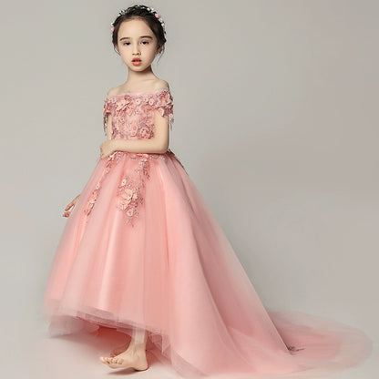 Elegant Little Princess Wedding Flower Girl Piano Performance Dress