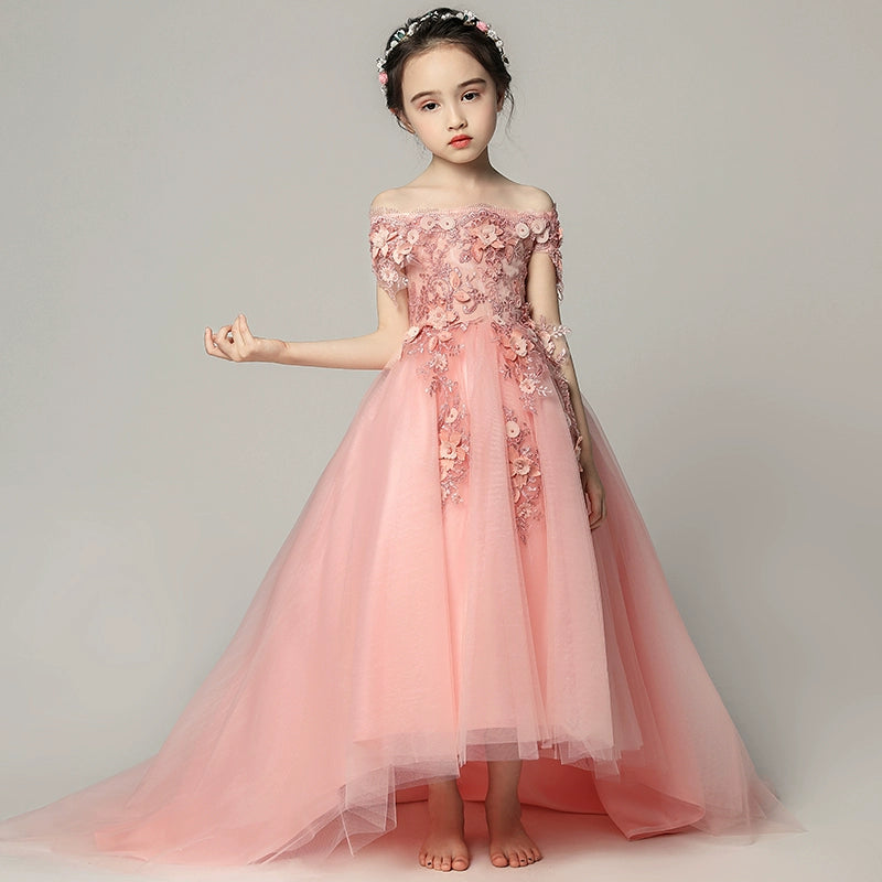 Elegant Little Princess Wedding Flower Girl Piano Performance Dress