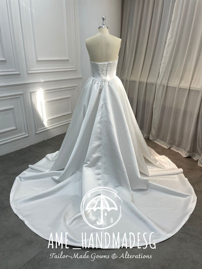 Graceful Promise — A Classic Satin Bridal Gown
