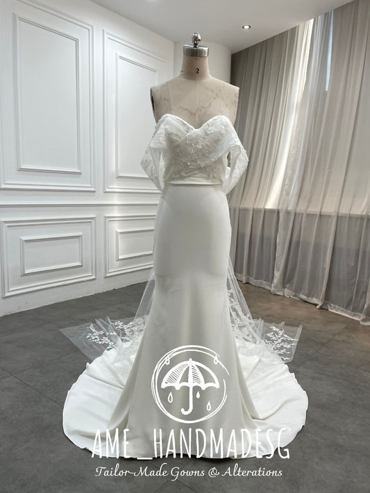 Pure Devotion — A Modern Off-Shoulder Bridal Gown