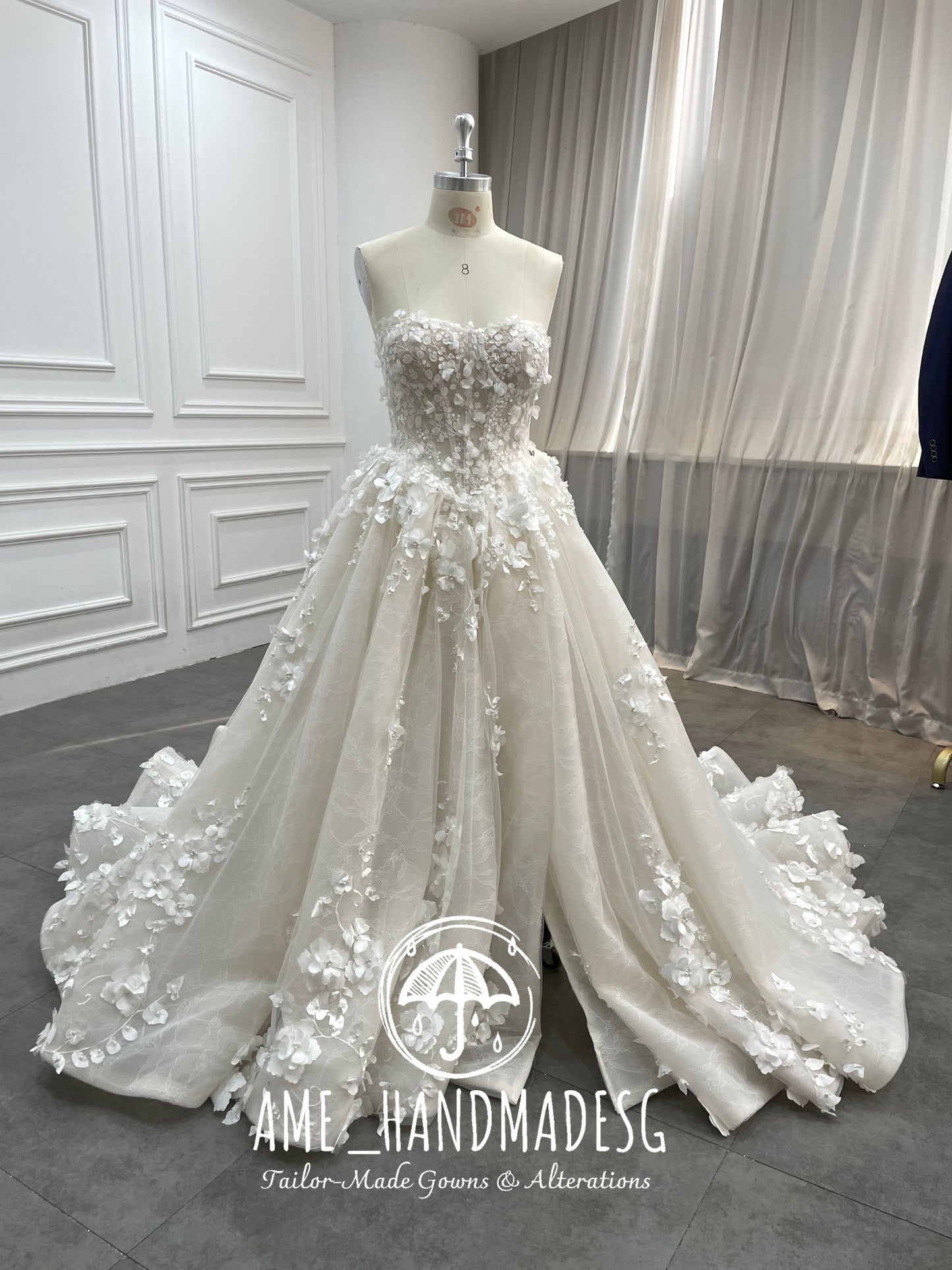 Petal Éternelle: A Floral Ball Gown with Enchanting Lace-Up Back