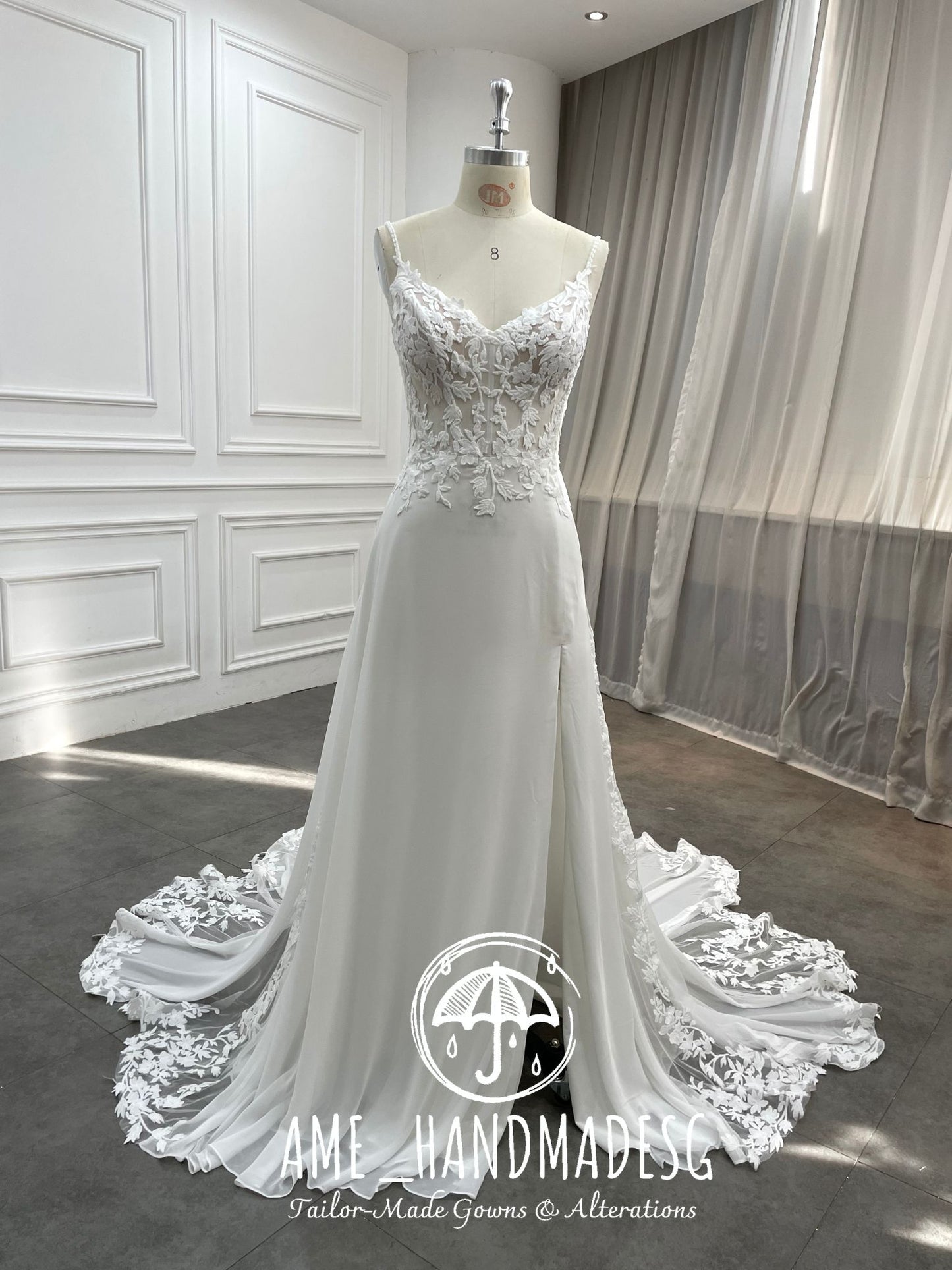 Ivory Whisper: A Modern Lace Gown with Effortless Grace
