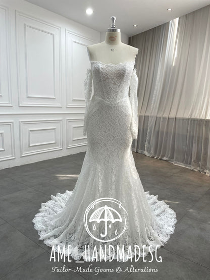 Ethereal Allure — An Off-Shoulder Lace Mermaid Gown
