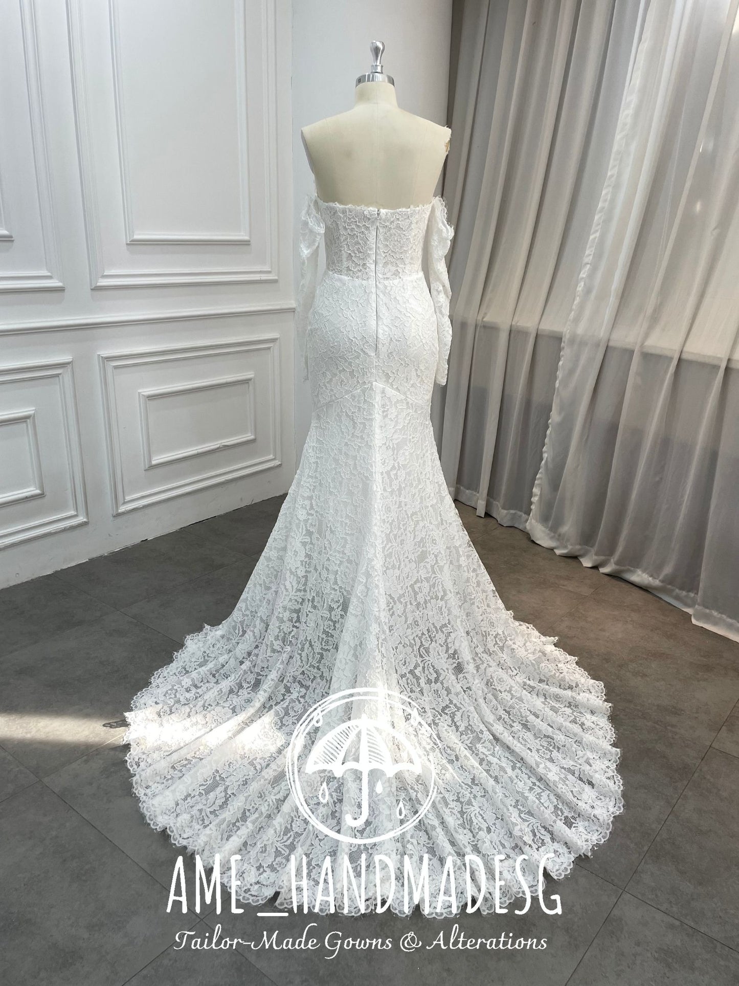 Ethereal Allure — An Off-Shoulder Lace Mermaid Gown