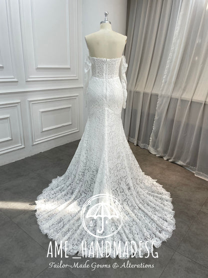Ethereal Allure — An Off-Shoulder Lace Mermaid Gown