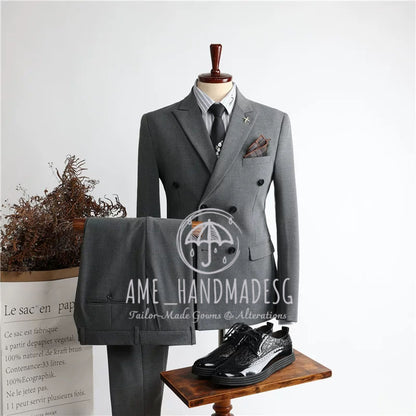 FANHOMME suits for men British style handsome business suits three-piece suits groom wedding dress