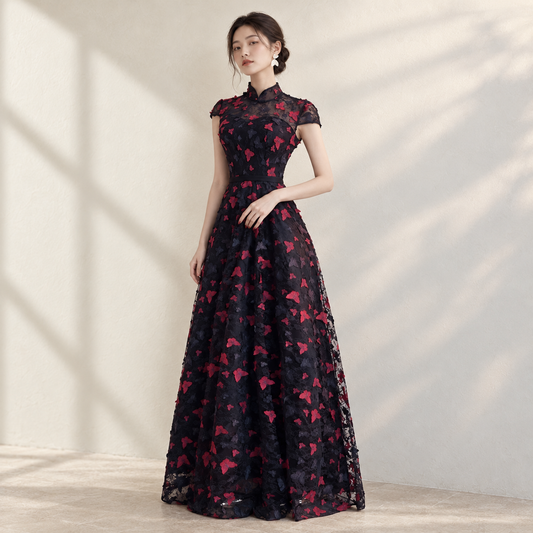Improved version of cheongsam dress autumn elegant female long temperament low collar Chinese style fashion girl dress young models — AI-styled front photo