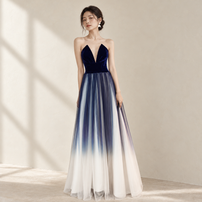 Evening dress skirt female new banquet noble elegant tube top sexy host party annual meeting cocktail dress — AI-styled front photo