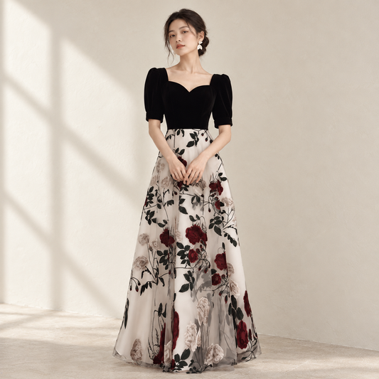 EG-SALE-AME-00129 Evening dress new hot style small temperament style high-end atmospheric host long banquet annual meeting — AI-styled front photo
