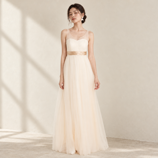 EG-SALE-AME-00128 Evening dress spring new maxi-length dress fashionable sleeveles bridesmaid dress dress female custom — AI-styled front photo