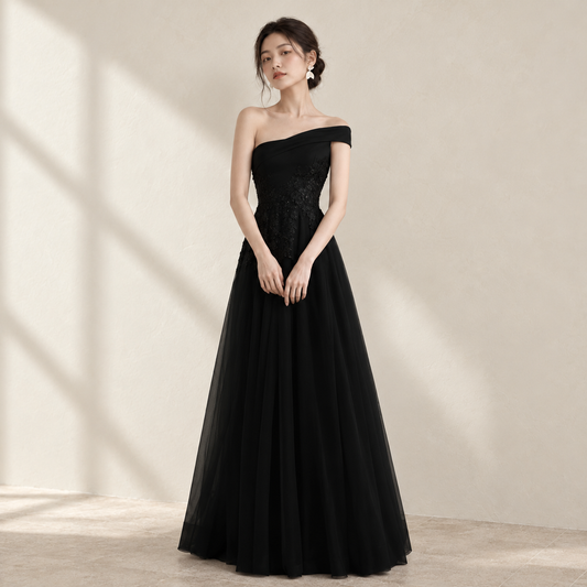 EG-SALE-AME-00115 Music student art exam dress skirt Bel Canto female vocal student broadcasting host long solo piano performance small — AI-styled front photo
