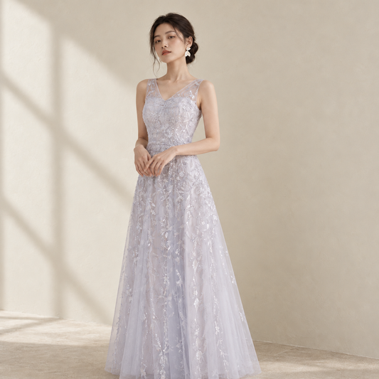 EG-SALE-AME-00179 Simple and generous evening dress for women new style evening party celebrity host dress can be worn as a small dress for women — AI-styled front photo