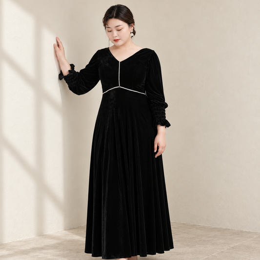 Elegant V-neck Evening Dress — AI-styled front photo