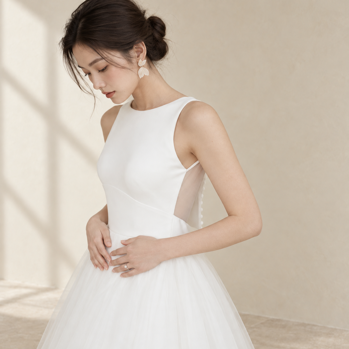 AI-styled editorial view of Halter-Neck Minimalist ROM Gown; compare original reference photographs for gown details