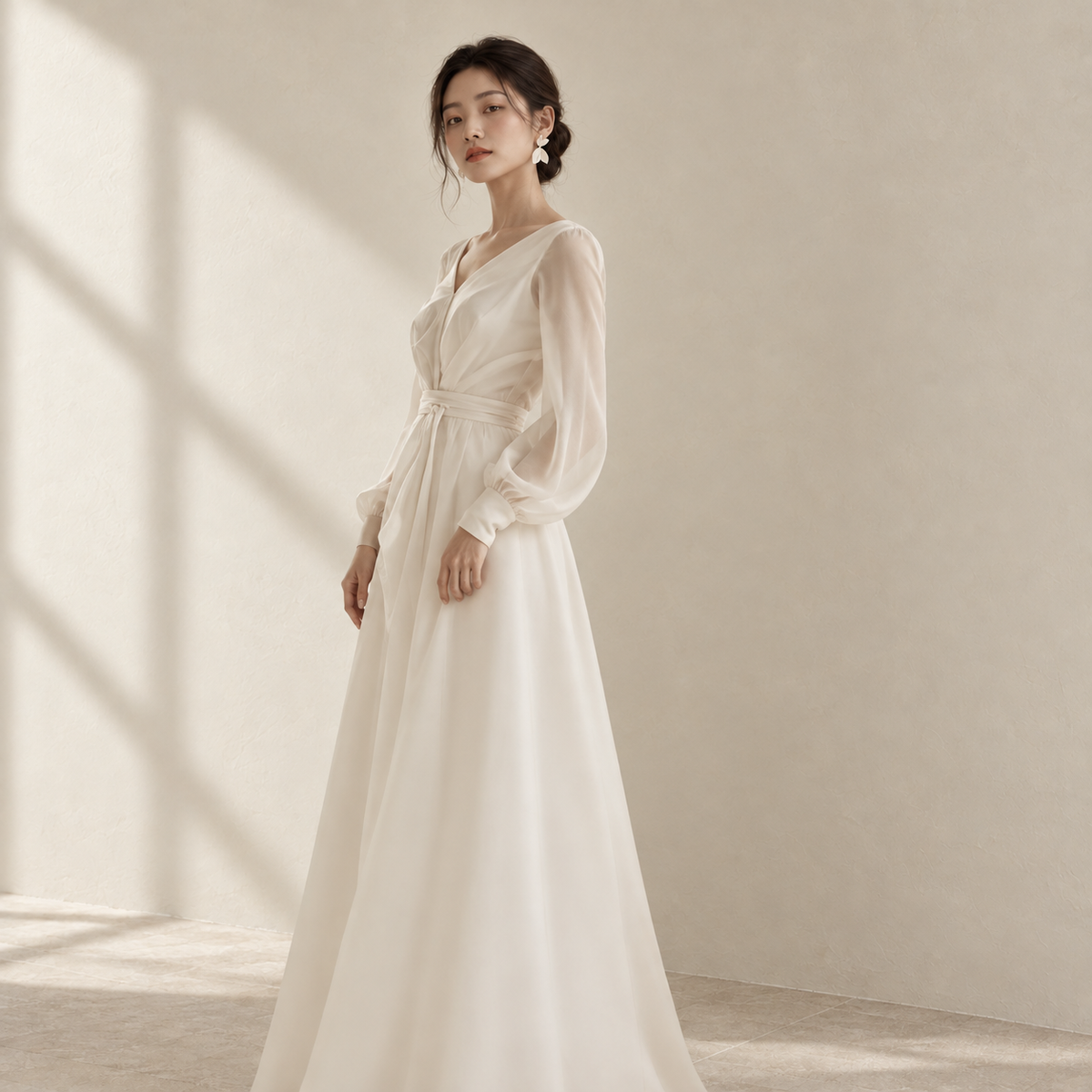 AI-styled editorial view of Vintage Tea-Length ROM Dress; compare original reference photographs for gown details