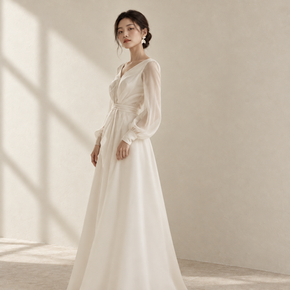 AI-styled editorial view of Vintage Tea-Length ROM Dress; compare original reference photographs for gown details