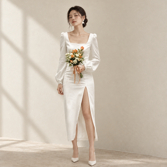 AI-styled editorial view of Off-Shoulder Satin Trumpet ROM Gown; compare original reference photographs for gown details
