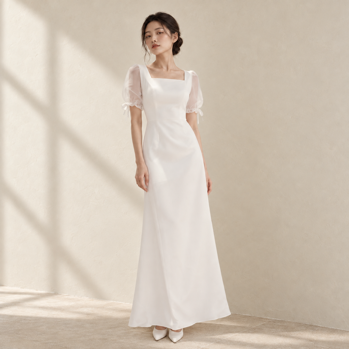 AI-styled editorial view of Off-Shoulder Princess ROM Gown; compare original reference photographs for gown details