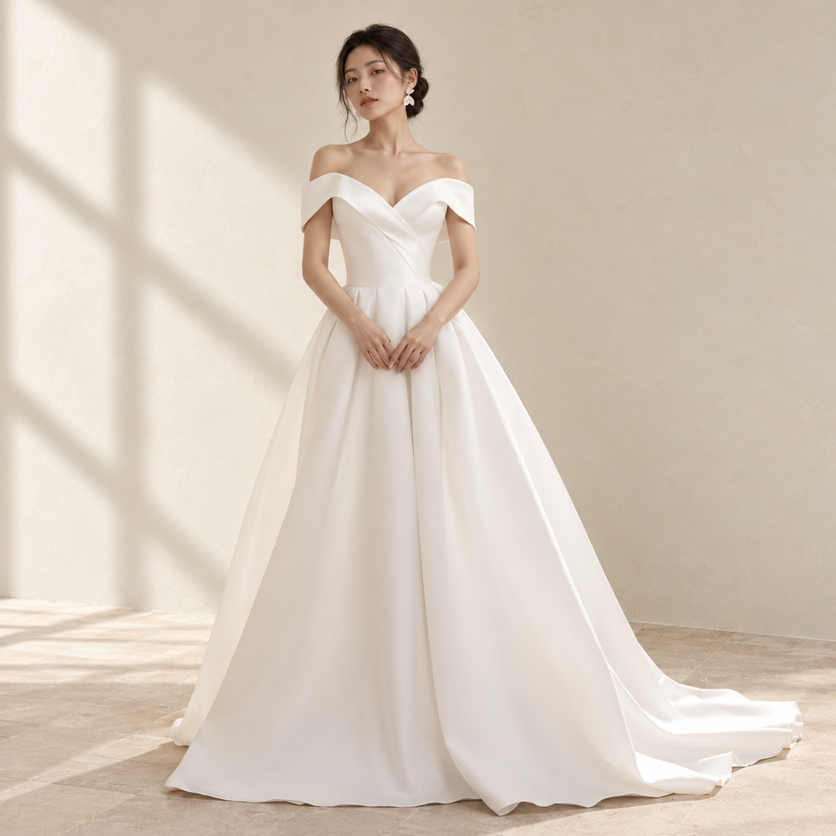 AI-styled editorial view of Pleated Sweetheart A-Line ROM Gown; compare original reference photographs for gown details