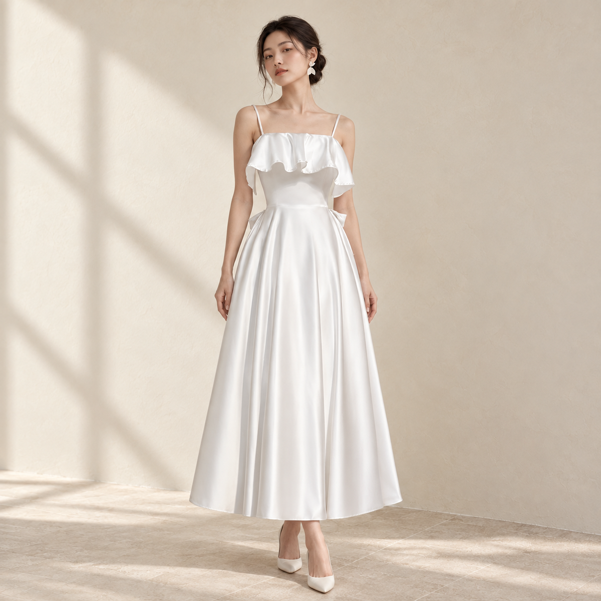 AI-styled editorial view of Strapless A-Line ROM Gown; compare original reference photographs for gown details