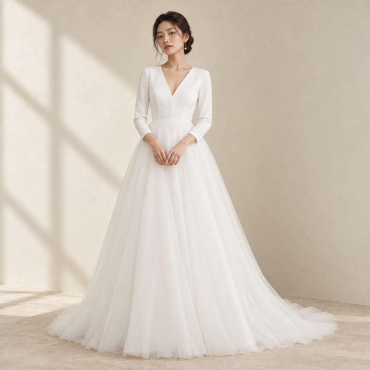 AI-styled editorial view of Two-Piece Tulle ROM Gown; compare original reference photographs for gown details